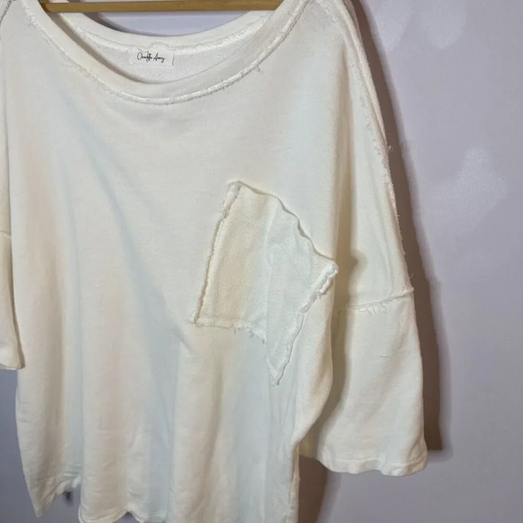 Charlotte Avery Womens Oversized Med T Shirt White Boxy Baggy Raw Hem Basic - Picture 3 of 7